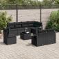 Preview: ARDEBO.de - 9-tlg. Garten-Sofagarnitur mit Kissen Schwarz Poly Rattan