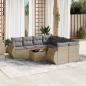 Preview: ARDEBO.de - 9-tlg. Garten-Sofagarnitur mit Kissen Beige Poly Rattan