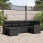 Preview: ARDEBO.de - 6-tlg. Garten-Sofagarnitur mit Kissen Schwarz Poly Rattan