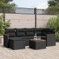 Preview: ARDEBO.de - 7-tlg. Garten-Sofagarnitur mit Kissen Schwarz Poly Rattan