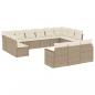 Preview: ARDEBO.de - 13-tlg. Garten-Sofagarnitur mit Kissen Beige Poly Rattan