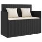 Preview: ARDEBO.de - Gartenbank mit Kissen Schwarz Poly Rattan