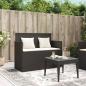 Preview: Gartenbank mit Kissen Schwarz Poly Rattan