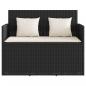 Preview: Gartenbank mit Kissen Schwarz Poly Rattan