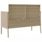 Preview: Gartenbank mit Kissen Beige Poly Rattan