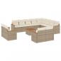 Preview: ARDEBO.de - 13-tlg. Garten-Sofagarnitur mit Kissen Beige Poly Rattan