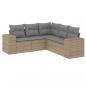 Preview: 5-tlg. Garten-Sofagarnitur mit Kissen Beige Poly Rattan