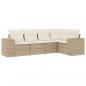 Preview: ARDEBO.de - 5-tlg. Garten-Sofagarnitur mit Kissen Beige Poly Rattan