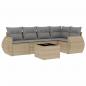 Preview: 6-tlg. Garten-Sofagarnitur mit Kissen Beige Poly Rattan