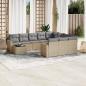 Preview: ARDEBO.de - 11-tlg. Garten-Sofagarnitur mit Kissen Beige Poly Rattan