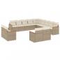 Preview: ARDEBO.de - 13-tlg. Garten-Sofagarnitur mit Kissen Beige Poly Rattan