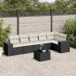 Preview: ARDEBO.de - 7-tlg. Garten-Sofagarnitur mit Kissen Schwarz Poly Rattan