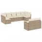 Preview: ARDEBO.de - 9-tlg. Garten-Sofagarnitur mit Kissen Beige Poly Rattan