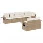 Preview: ARDEBO.de - 8-tlg. Garten-Sofagarnitur mit Kissen Beige Poly Rattan