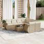 Preview: ARDEBO.de - 9-tlg. Garten-Sofagarnitur mit Kissen Beige Poly Rattan