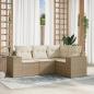 Preview: ARDEBO.de - 4-tlg. Garten-Sofagarnitur mit Kissen Beige Poly Rattan