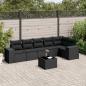 Preview: ARDEBO.de - 7-tlg. Garten-Sofagarnitur mit Kissen Schwarz Poly Rattan