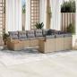 Preview: ARDEBO.de - 11-tlg. Garten-Sofagarnitur mit Kissen Beige Poly Rattan