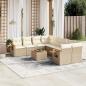 Preview: ARDEBO.de - 9-tlg. Garten-Sofagarnitur mit Kissen Beige Poly Rattan