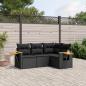 Preview: ARDEBO.de - 4-tlg. Garten-Sofagarnitur mit Kissen Schwarz Poly Rattan