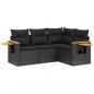 Preview: 4-tlg. Garten-Sofagarnitur mit Kissen Schwarz Poly Rattan