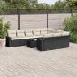 Preview: ARDEBO.de - 11-tlg. Garten-Sofagarnitur mit Kissen Schwarz Poly Rattan