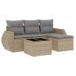 Preview: 5-tlg. Garten-Sofagarnitur mit Kissen Beige Poly Rattan