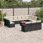 Preview: ARDEBO.de - 14-tlg. Garten-Sofagarnitur mit Kissen Schwarz Poly Rattan