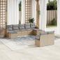 Preview: ARDEBO.de - 9-tlg. Garten-Sofagarnitur mit Kissen Beige Poly Rattan