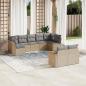 Preview: ARDEBO.de - 9-tlg. Garten-Sofagarnitur mit Kissen Beige Poly Rattan