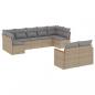 Preview: 9-tlg. Garten-Sofagarnitur mit Kissen Beige Poly Rattan