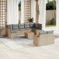 Preview: ARDEBO.de - 10-tlg. Garten-Sofagarnitur mit Kissen Beige Poly Rattan