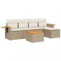 Preview: 6-tlg. Garten-Sofagarnitur mit Kissen Beige Poly Rattan