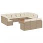 Preview: 14-tlg. Garten-Sofagarnitur mit Kissen Beige Poly Rattan