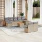 Preview: ARDEBO.de - 10-tlg. Garten-Sofagarnitur mit Kissen Beige Poly Rattan