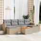 Preview: ARDEBO.de - 7-tlg. Garten-Sofagarnitur mit Kissen Beige Poly Rattan