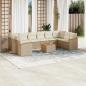 Preview: ARDEBO.de - 11-tlg. Garten-Sofagarnitur mit Kissen Beige Poly Rattan