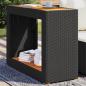 Preview: ARDEBO.de - Garten-Beistelltisch mit Holzplatte Schwarz Poly Rattan