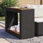 Preview: Garten-Beistelltisch mit Holzplatte Schwarz Poly Rattan