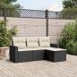 Preview: ARDEBO.de - 4-tlg. Garten-Sofagarnitur mit Kissen Schwarz Poly Rattan