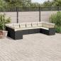 Preview: ARDEBO.de - 10-tlg. Garten-Sofagarnitur mit Kissen Schwarz Poly Rattan