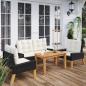 Preview: ARDEBO.de - 4-tlg. Garten-Lounge-Set mit Kissen Poly Rattan&Massivholz