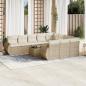 Preview: ARDEBO.de - 11-tlg. Garten-Sofagarnitur mit Kissen Beige Poly Rattan