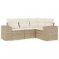 Preview: ARDEBO.de - 4-tlg. Garten-Sofagarnitur mit Kissen Beige Poly Rattan