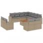 Preview: ARDEBO.de - 12-tlg. Garten-Sofagarnitur mit Kissen Beige Poly Rattan