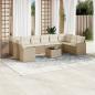 Preview: ARDEBO.de - 11-tlg. Garten-Sofagarnitur mit Kissen Beige Poly Rattan