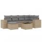 Preview: 7-tlg. Garten-Sofagarnitur mit Kissen Beige Poly Rattan