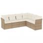 Preview: ARDEBO.de - 6-tlg. Garten-Sofagarnitur mit Kissen Beige Poly Rattan