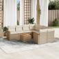 Preview: ARDEBO.de - 9-tlg. Garten-Sofagarnitur mit Kissen Beige Poly Rattan