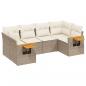 Preview: ARDEBO.de - 6-tlg. Garten-Sofagarnitur mit Kissen Beige Poly Rattan